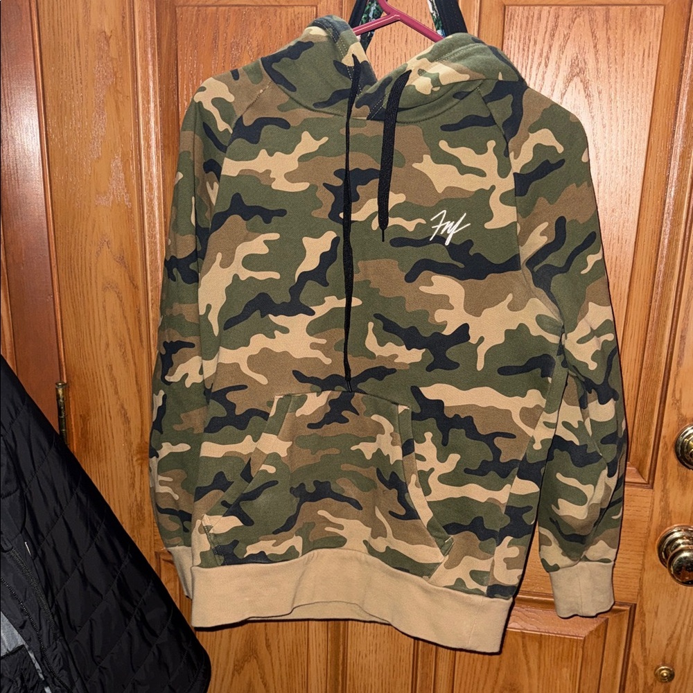 Flag Nor Fail Camouflage Hoodie with Red Accents